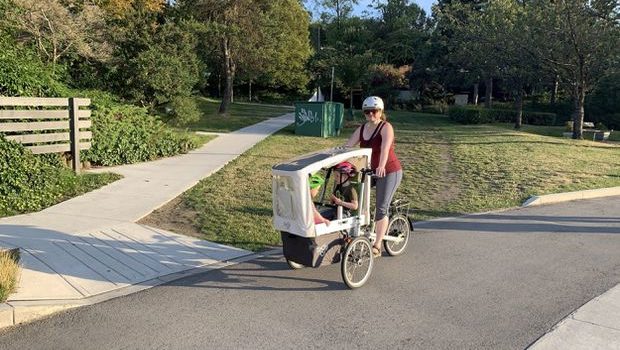 Tara Gallen on her cargo bike.