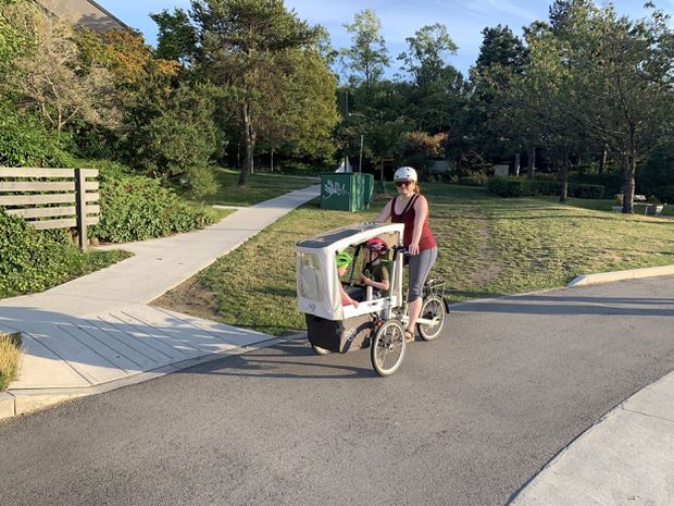 Tara Gallen on her cargo bike.